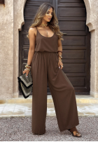 Set top i Hose wide leg Summer Is My Favorite Schokoladenbraun