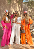 Wiskozowy komplet koszula i spodnie wide leg Summer Skies fuksjowy