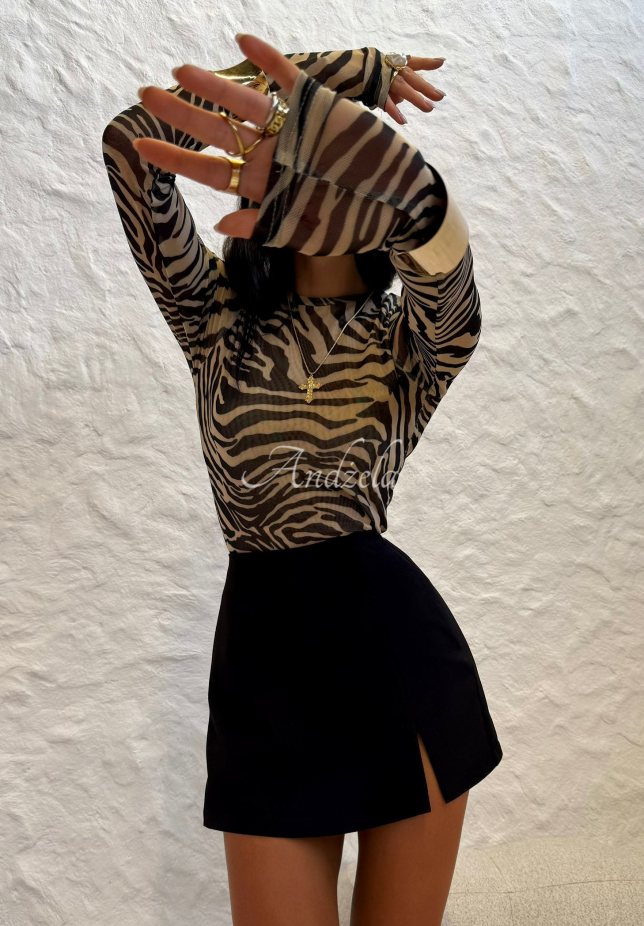 Zebrabluse La Milla Pink Dream schwarz-Beige