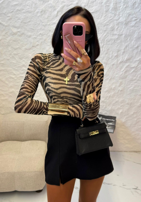 Zebrabluse La Milla Pink Dream schwarz-Beige