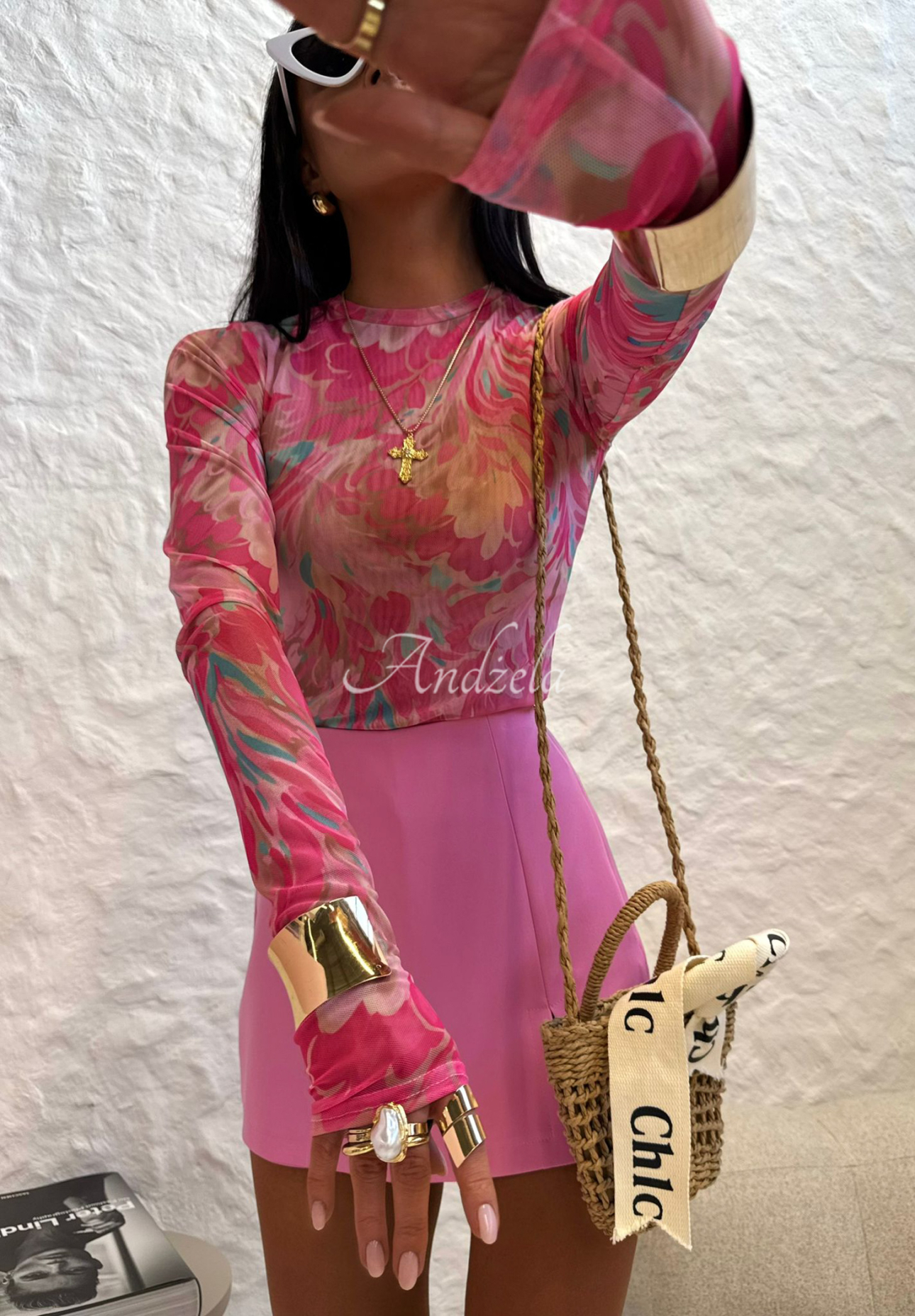 Gemusterte Bluse La Milla Pink Dream Rosa