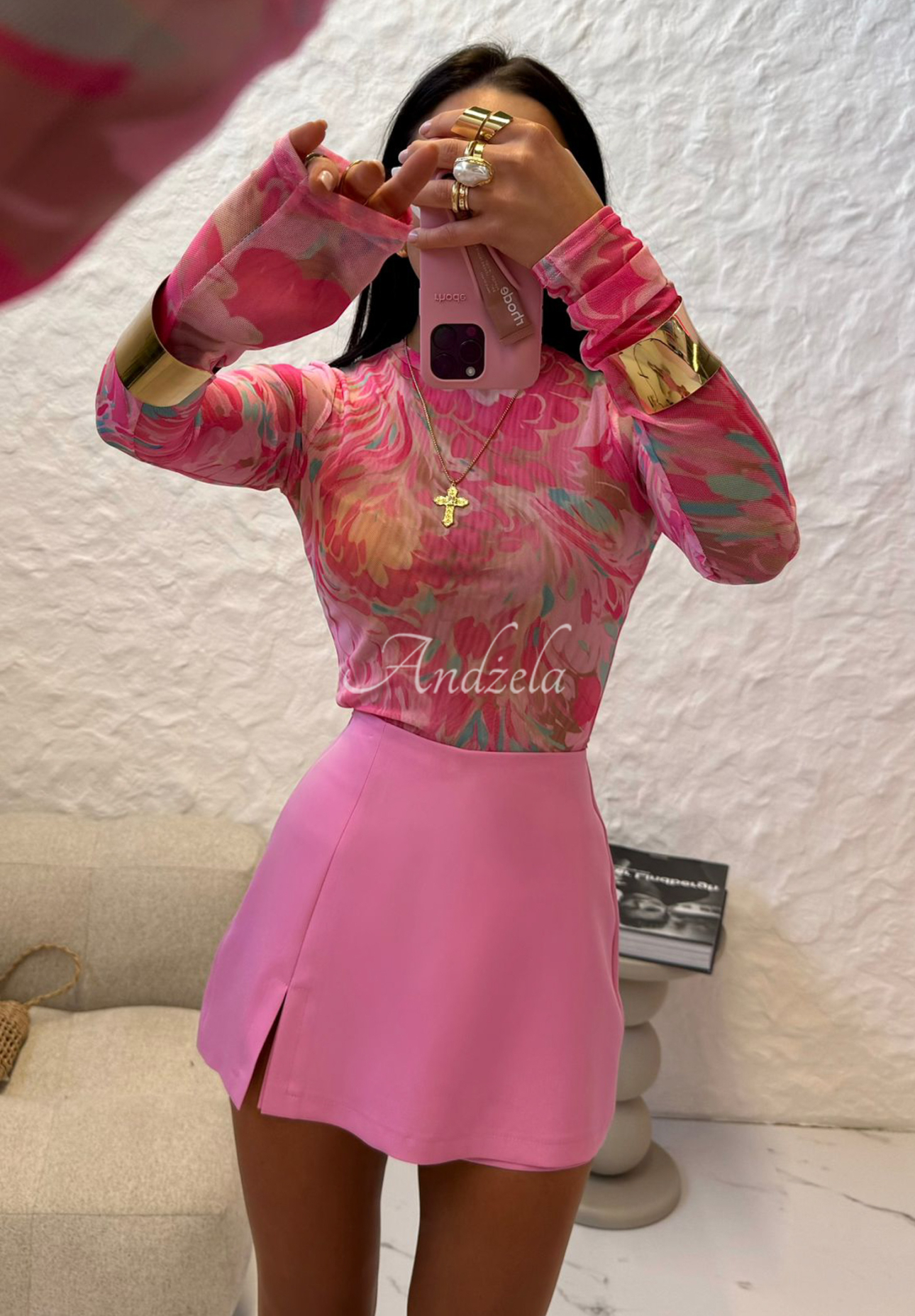 Gemusterte Bluse La Milla Pink Dream Rosa