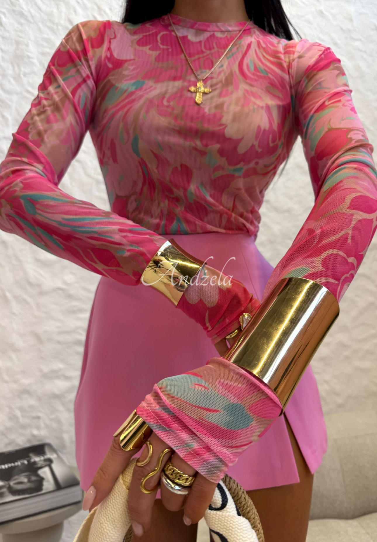 Gemusterte Bluse La Milla Pink Dream Rosa