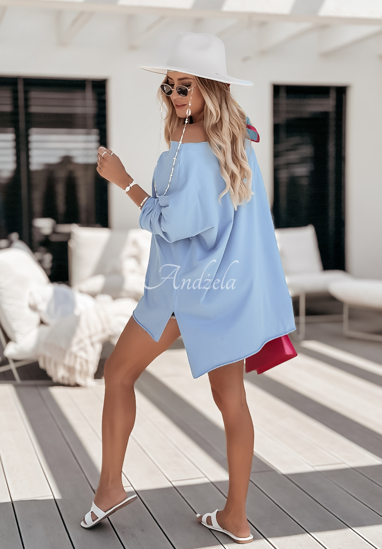 Bluse oversize My Base Himmelblau