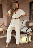 Długi Jumpsuit z paskiem Desert Princess hellbeige