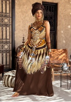 Wzorzysta Kleid maxi na ramiączkach Ananya Schokoladenbraun