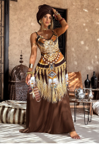 Wzorzysta Kleid maxi na ramiączkach Ananya Schokoladenbraun