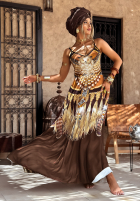 Wzorzysta Kleid maxi na ramiączkach Ananya Schokoladenbraun