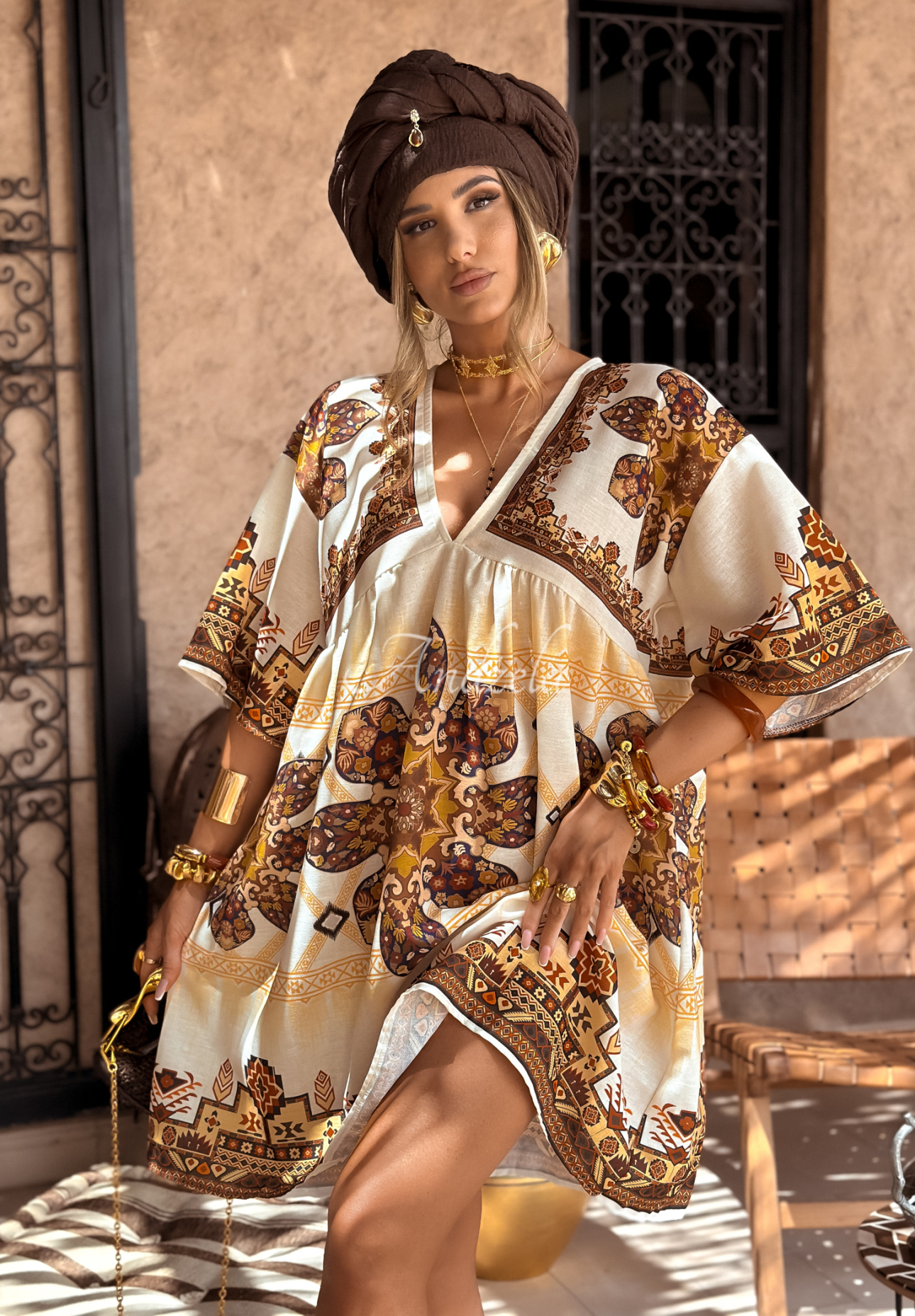 Gemustertes Kleid Smell The Sea Beige