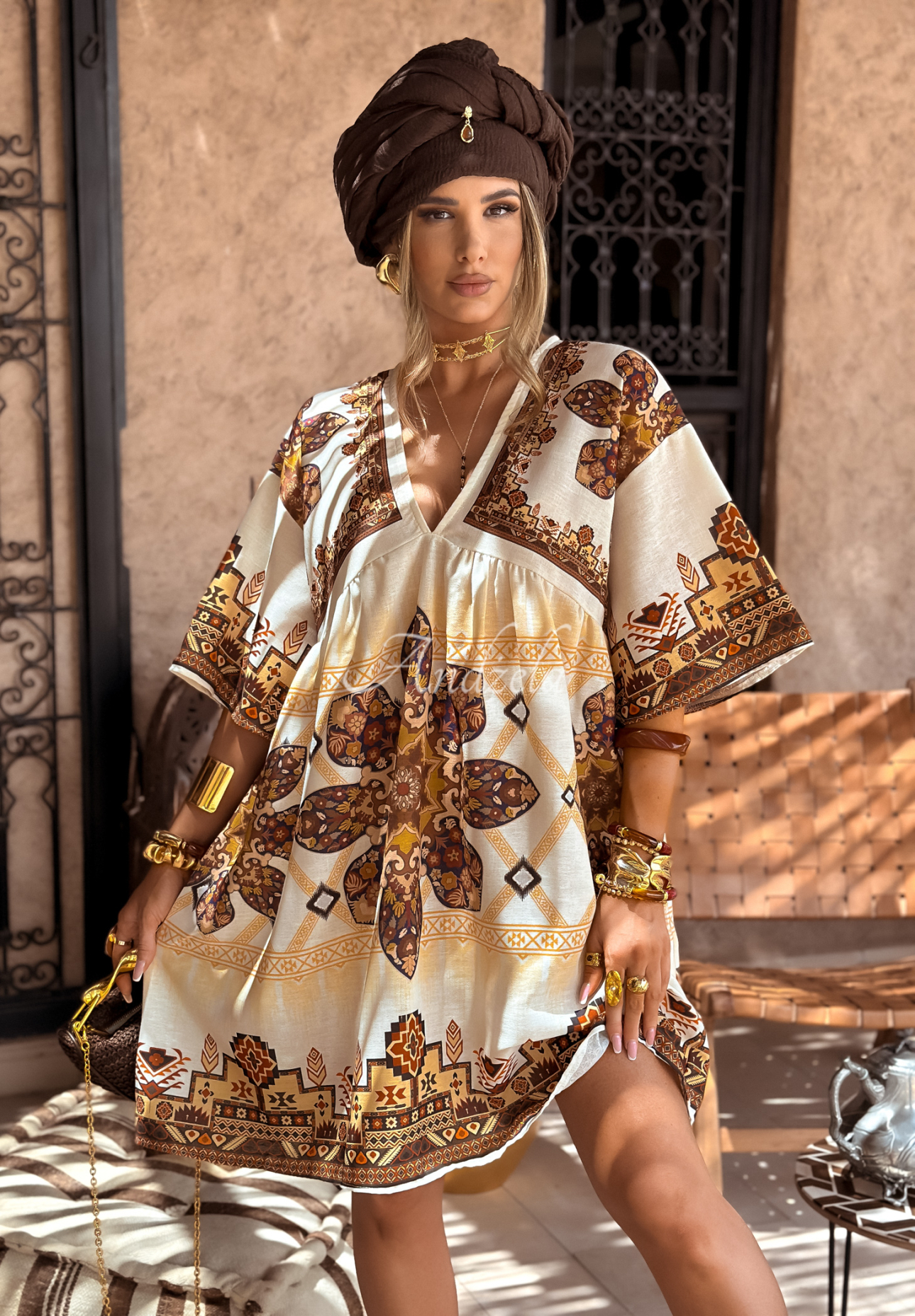 Gemustertes Kleid Smell The Sea Beige