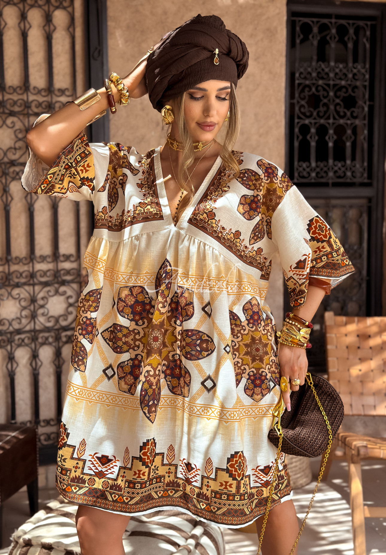 Gemustertes Kleid Smell The Sea Beige