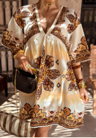 Wzorzysta Kleid Smell The Sea Beige