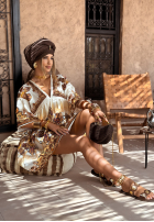Wzorzysta Kleid Smell The Sea Beige