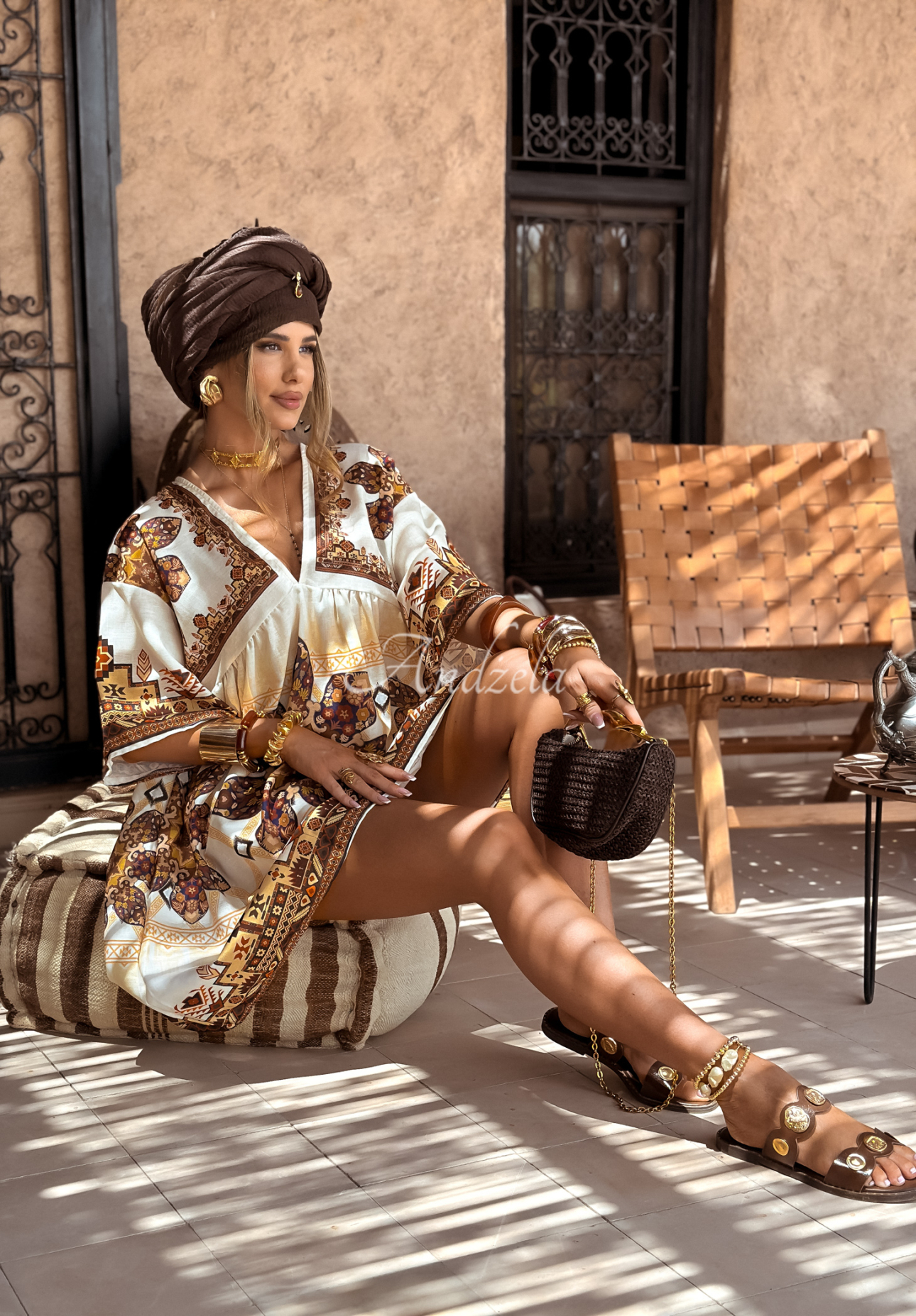 Gemustertes Kleid Smell The Sea Beige