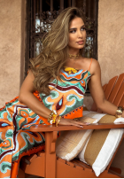 Satynowy Set top i Hose wide leg Serene Escape Orange