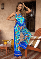 Satynowy Set top i Hose wide leg Serene Escape Dunkelblau