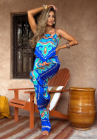 Satynowy Set top i Hose wide leg Serene Escape Dunkelblau