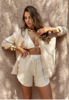 Lniane krótkie spodenki Luxury Villa beżowe