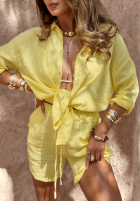 Lniana koszula Luxury Villa bananowa