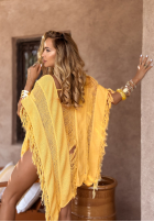 Narzutka plażowa z frędzlami boho Sunshine Perfection Bananengelb