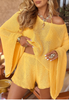 Krótkie ażurowe spodenki boho Sunshine Perfection Bananengelb