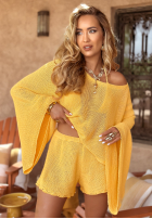 Krótkie ażurowe spodenki boho Sunshine Perfection Bananengelb