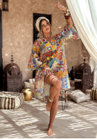 Wzorzysta Kleid The Red Palm niebiesko-Orange
