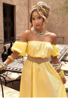 Sukienka Kleid im spanischen Stil z paskiem Summer Villa Bananengelb