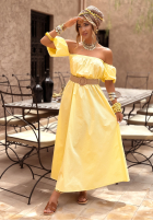 Sukienka Kleid im spanischen Stil z paskiem Summer Villa Bananengelb