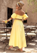 Sukienka Kleid im spanischen Stil z paskiem Summer Villa Bananengelb