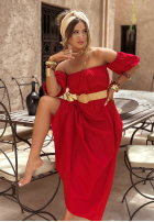 Sukienka Kleid im spanischen Stil z paskiem Summer Villa Rot