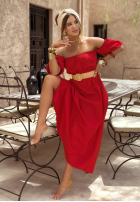 Sukienka Kleid im spanischen Stil z paskiem Summer Villa Rot