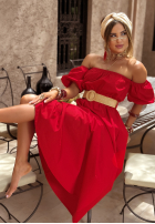 Sukienka Kleid im spanischen Stil z paskiem Summer Villa Rot