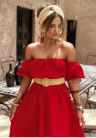 Sukienka Kleid im spanischen Stil z paskiem Summer Villa Rot