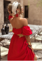 Sukienka Kleid im spanischen Stil z paskiem Summer Villa Rot