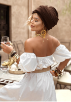 Sukienka Kleid im spanischen Stil z paskiem Summer Villa Weiß