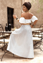 Sukienka Kleid im spanischen Stil z paskiem Summer Villa Weiß
