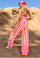Set Bluse i Hose wide leg w paski Sunny Stripes pomarańczowo-Rosa
