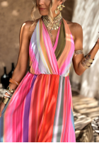 Wzorzysta Kleid maxi Colorful Sun Rays pomarańczowo-Rosa