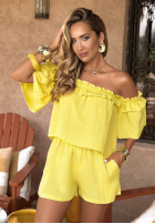 Set Bluse Kleid im spanischen Stil i krótkie spodenki Summer On My Mind Bananengelb