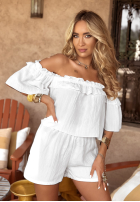 Set Bluse Kleid im spanischen Stil i krótkie spodenki Summer On My Mind Weiß