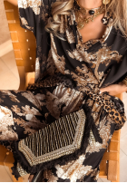 Wzorzysty komplet bluzka i spodnie wide leg Exotic Retreat czarny