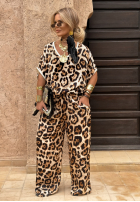 Hose wide leg w panterkę Extra Wild Beige