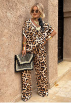 Hose wide leg w panterkę Extra Wild Beige