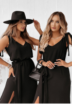 Kleid z rozcięciem Love That Feeling Schwarz