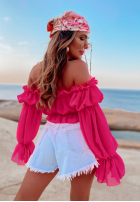 Krótka Bluse Kleid im spanischen Stil Monaco Fuchsia