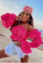 Krótka Bluse Kleid im spanischen Stil Monaco Fuchsia