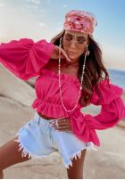 Krótka Bluse Kleid im spanischen Stil Monaco Fuchsia