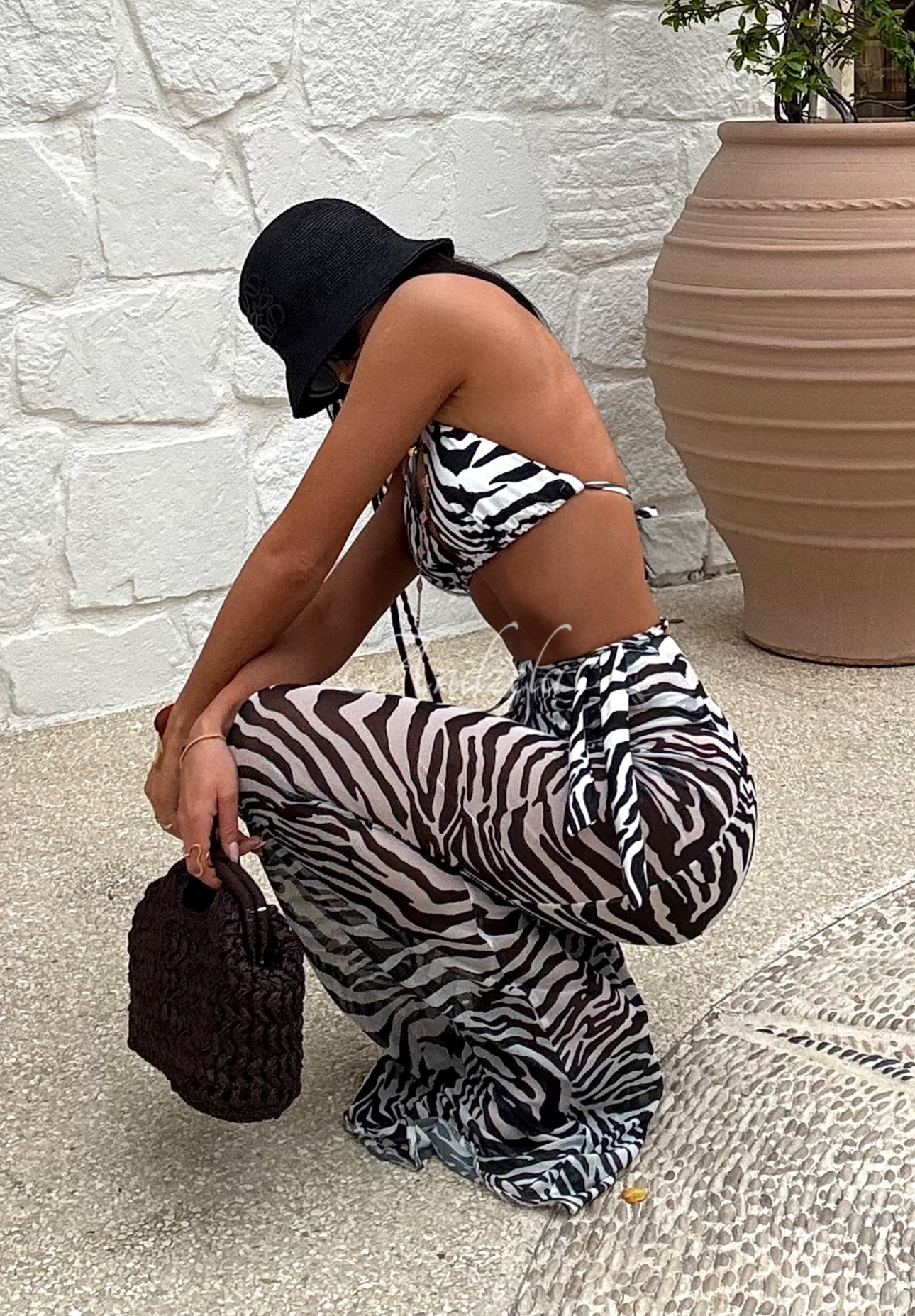 La Milla Just Relax zebra maxi skirt white and black