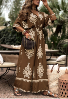 Wzorzysta Kleid maxi Rayna czekoladowo-Beige